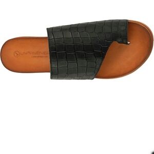 UNITY DIVERSITY Black Croc Embossed Slide Sandals